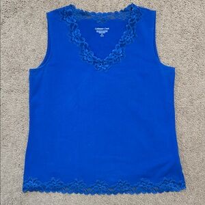 Coldwater Creek Bright Royal Blue Lace-Trim Tank
